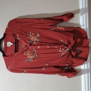 Red&Brown mixed color full hand shirt